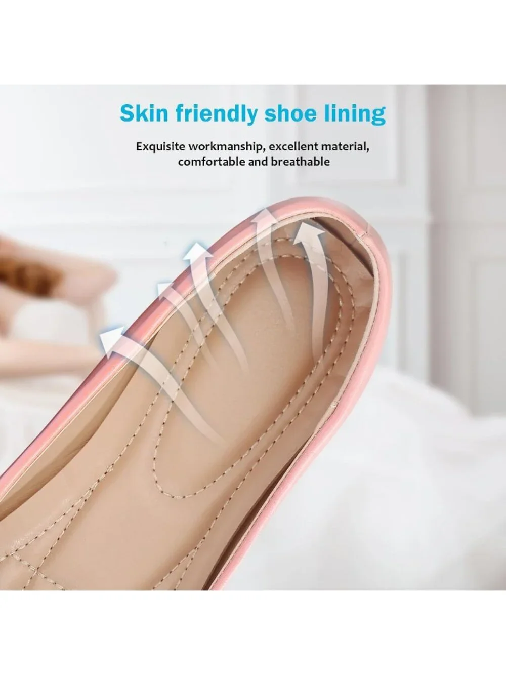 Women's 02-Pink Pointed Toe Pearl Flats Comfort Non Slip Soft Sole Office Shoes